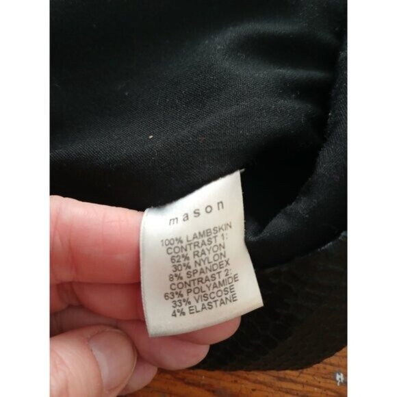 Michelle Mason Womens 2 Black Lambskin Leather Snakeskin Peplum Zipper Vest - Picture 7 of 7